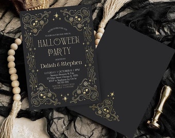 Vintage Halloween Invitations Halloween Party Invite Antique Adults Halloween Costume party Invite Editable Printable Digital Download H2