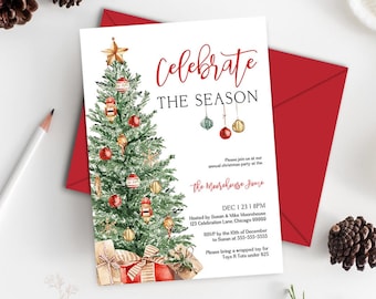 Celebrate The Season Christmas Party Invitation Template, Christmas Party Invite, Editable Christmas Party Printable, Christmas Download T2C