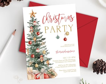 Christmas Party Invitation, Christmas Party Invite, Christmas Party Printable, Holiday Party Invitation, Christmas Invitation Download T2C