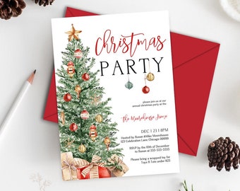 Christmas Party Invitation, Christmas Party Invite, Christmas Party Printable, Holiday Party Invitation, Christmas Invitation Download T2C