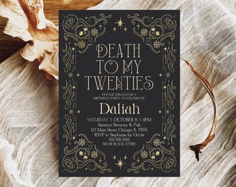 Editable Death To My Twenties 30th Birthday Party Invitation RIP To My 20s Party Gothic Halloween 30th Birthday Party Instant Download H2