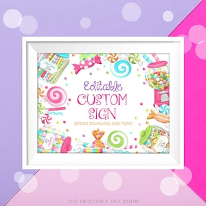 Editable Sweet Shoppe Custom Sign Template Candy Birthday Party Table Sign Printable Candy Party Sign Sweet Shoppe Table Sign Corjl SW1