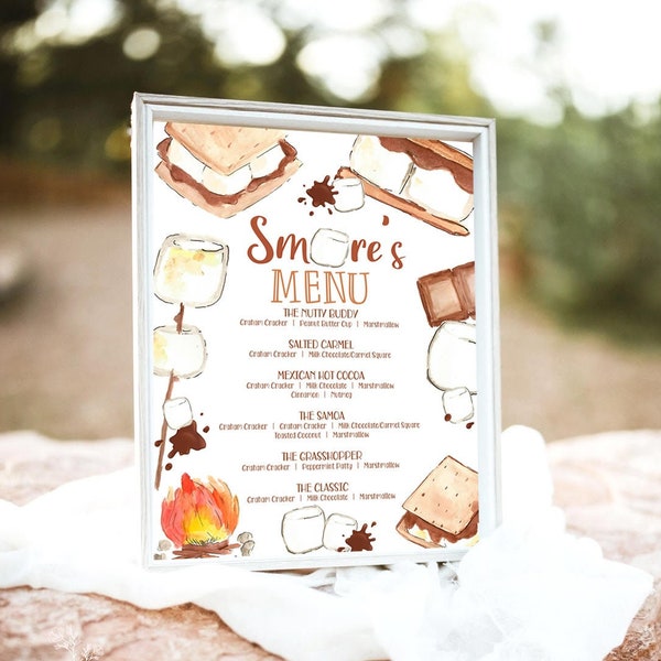 Printable Menu Smore Sign - Etsy