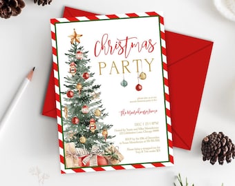 Christmas Party Invitation, Christmas Party Invite, Christmas Party Printable, Holiday Party Invitation, Christmas Invitation Download T2C