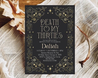 Editable Death To My Thirties 40th Birthday Party Invitation RIP To My 30s Party Gothic Halloween 40th Birthday Invite Instant Download H2