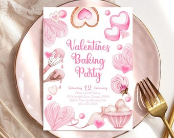 EDITABLE Valentine's Day Invitation Template, Valentines Cookie Decorating Baking Party Invite, Cookie Decorating Class, Instant Download VD