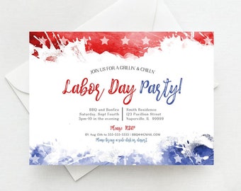 Labor Day Invitation Template Editable Printable Labor Day Celebration Invitation Backyard BBQ Labor Day Neighborhood Block Part L3 L1