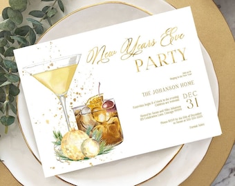 EDITABLE New Year's Eve Party Invitation Template, New Years Party Invitation, New Year's Eve Invites, New Years Eve Instant Download Evite
