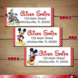 Mickey Mouse Return Address Labels Red Polka Dot Mickey Mouse | Etsy