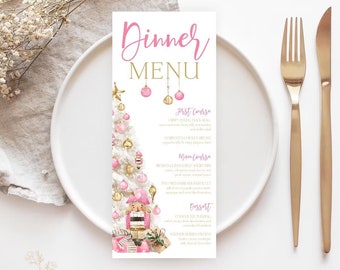 Nutcracker Christmas Menu Card Template Pink and Gold Nutcracker Christmas Dinner Party Menu Holiday Menu Card Christmas Tree Menu T3A