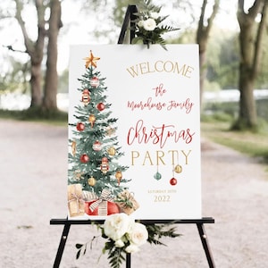 Christmas Welcome Sign Welcome Poster Printable Welcome Sign 5 Sizes Welcome sign Holiday Welcome Sign Christmas Tree Party Sign T2C