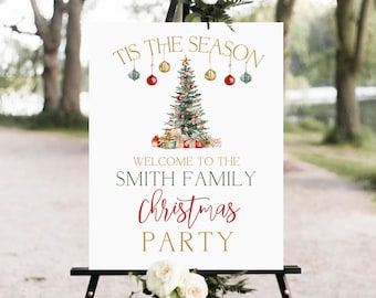 Christmas Welcome Sign, Welcome Poster, Printable Welcome Sign, 5 Sizes, Welcome sign, Holiday Welcome Sign, Christmas Tree Party Sign T2C