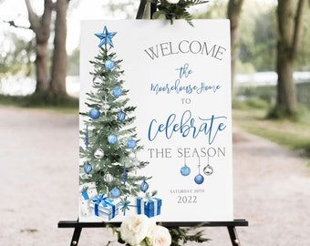 Editable Christmas Party Welcome Sign, Holiday Party Welcome Sign, Christmas Decorations, Christmas Template Printable DIY with Corjl T2A