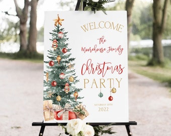 Christmas Welcome Sign, Welcome Poster, Printable Welcome Sign, 5 Sizes, Welcome sign, Holiday Welcome Sign, Christmas Tree Party Sign T2C