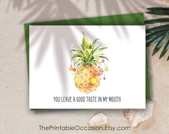 Pineapple Christmas Card, Tropical Christmas Card, you leave a good taste in my mouth, Christmas Party, Instant Download Printable TC1