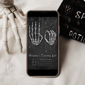 40th Birthday Halloween Evite Template Vintage Halloween Birthday Party Evite Gothic 40th Birthday Halloween Mobile Invitation Corjl H3