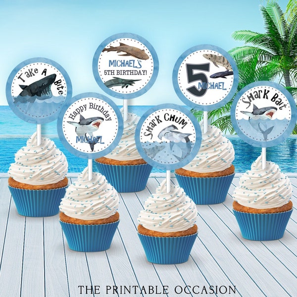 Cupcake Decorations for Shark Party - Etsy