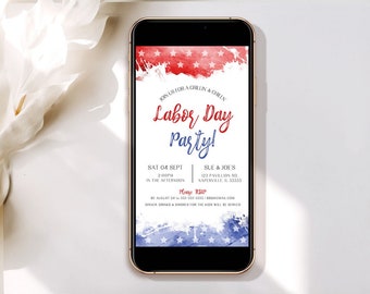 EDITABLE Labor Day Evite Template, Labor Day Party Evite Invitation, Labor Day BBQ Digital Evite Labor Day Block Party Electronic L3 L1