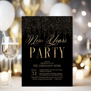 EDITABLE New Year&#39;s Party Invitation Template, New Years Party Invitation, New Year&#39;s Eve Invites, New Years Eve Instant Download Evite