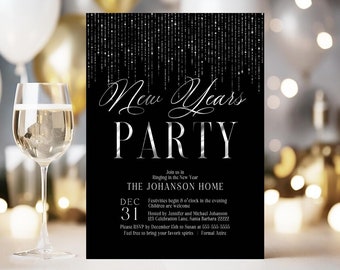 New Years Eve Invitation New Year Party Editable 2022 New Years New Years Eve Sparkler Invite New Years Invitation New Year Invite