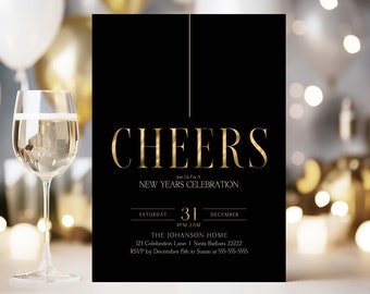 EDITABLE New Year's Party Invitation Template Minimalist New Years Eve Party Invitation New Year's Evite New Years Eve Instant Download