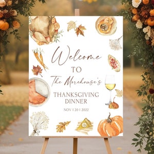 Thanksgiving Welcome Sign Editable Pumpkin Custom Sign Printable Thanksgiving Dinner Sign Friendsgiving Sign Thanksgiving Party Decor TG T5