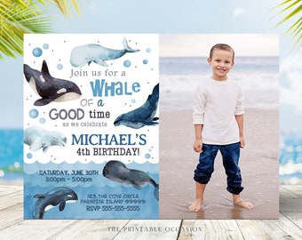 EDITABLE Whale Birthday Invitation, Ocean Birthday Invitation, Whale Invitation, Whale Birthday, Under The Sea Invitation, Instant Download