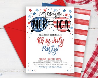 EDITABLE 4th of July Invitation Template Printable Fourth of July Celebration Invitation Backyard BBQ Fireworks, Neighborhood Block Party P1