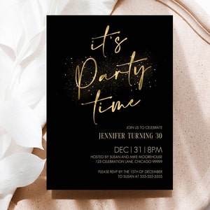It's Party Time Evite & Printable Invitation Template Gold Printable ...