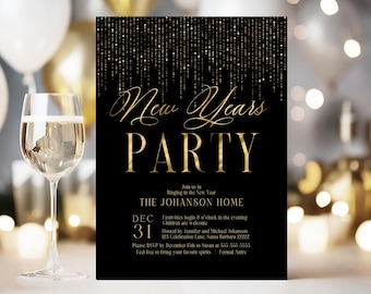 EDITABLE New Year's Party Invitation Template, New Years Party Invitation, New Year's Eve Invites, New Years Eve Instant Download Evite