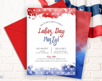 EDITABLE Labor Day Invitation Template Printable Labor Day Invitation Labor Day Block Party BBQ Neighborhood Block Party Work Party L3 L1