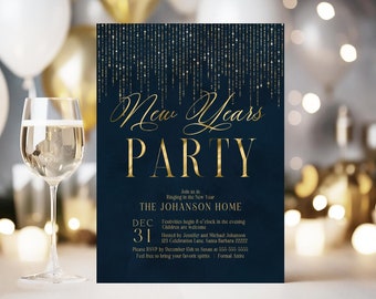 EDITABLE New Year's Eve Party Invitation Template, Minimalist New Years Party Invitation New Year's Eve Invites New Years Eve Evite Download