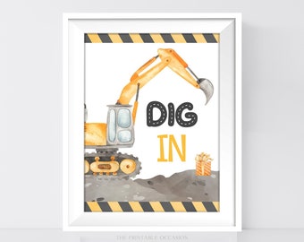 Construction Party Sign, Printable Construction Party Food Sign, Dig In Birthday Party Sign, Baby Shower Construction Food Sign Download C2