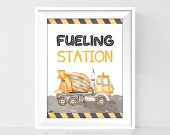 Construction Party Sign, Printable Construction Party Drinks Sign Fueling Station Birthday Party Sign Baby Shower Construction Gifts Sign C2