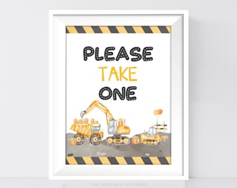 Construction Party Sign, Printable Construction Party Favor Sign, Please Take One Birthday Party Sign Baby Shower Construction Food Sign C2
