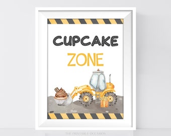 Construction Party Sign, Printable Construction Party Sign, Cupcake Zone Birthday Party Sign, Baby Shower Construction Sign Download C2