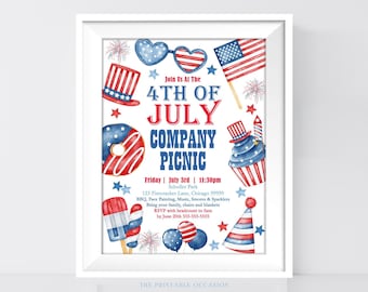 EDITABLE 4th of July Company Picnic Flyer 4th of July sign Company Picnic 4th of July Invitation Company 4th of July Event DIY Corjl P2 P1