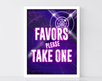SALE Laser Tag Sign, Printable Laser Tag 'Favors Please Take One' Birthday Party Sign, Glow Party, Gamer Party, Neon Party GLT