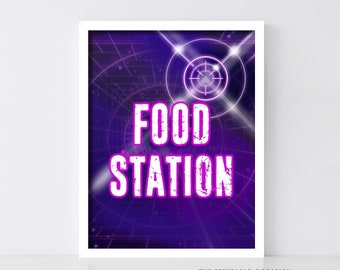 SALE Laser Tag Sign Printable Laser Tag 'Food Station' Birthday Party Sign Glow Party Gamer Party Neon Party Laser Tag Party GLT