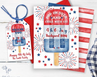 EDITABLE 4th of July Party Invitation Template, Printable Fourth of July BBQ Invitation, BBQ Invitation Evite Instant Download Corjl P1