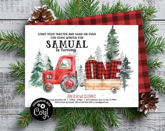 EDITABLE Winter Tractor Birthday Invitation Lumberjack Tractor Birthday Invitation Tractor, Lumberjack Start Your Tractor Get In Gear TR2 LJ