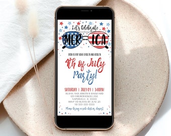 EDITABLE 4th of July Evite Template Printable Fourth of July Celebration Evite Backyard BBQ Fireworks, Neighborhood Block Party Evite P1