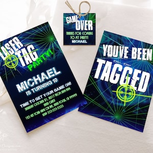 EDITABLE Laser Tag Invitation Neon Laser Tag Birthday Invitation Glow Laser Tag Birthday Party Neon Glow Laser Party Instant Download LT1