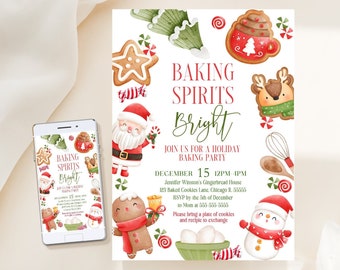 Baking Spirits Bright Invitation Editable Cookie Decorating Party Invite Baking Spirits Bright Cookie Decorating Invitation Christmas GN1