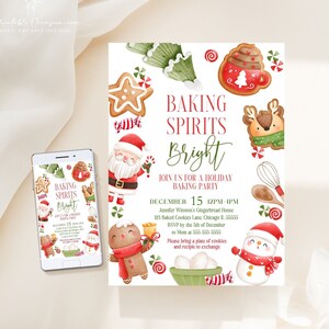 Baking Spirits Bright Invitation Editable Cookie Decorating Party Invite Baking Spirits Bright Cookie Decorating Invitation Christmas GN1 image 1