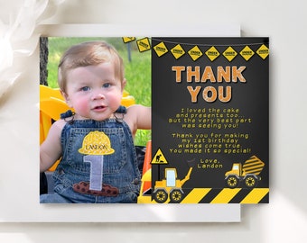 EDITABLE Construction Thank You Card Construction Thank You Template You Rock Birthday Thank You Construction Instant Download Photo C1