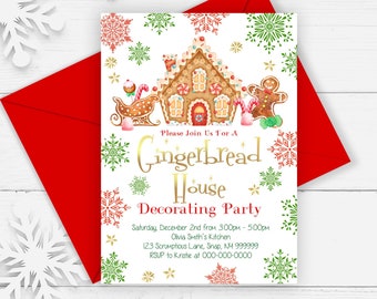 EDITABLE Gingerbread House Decorating Party Invitation Gingerbread Cookie Decorating Party Holiday Cookie Instant Download Printable GN1