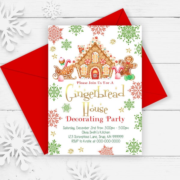 EDITABLE Gingerbread House Decorating Party Invitation Gingerbread Cookie Decorating Party Holiday Cookie Instant Download Printable GN1