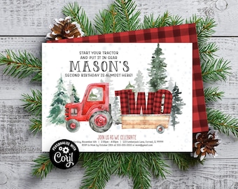 Lumberjack 2nd Birthday Invitation Tractor Lumberjack 2nd Birthday Invitation Lumberjack Start Your Tractor Get In Gear Template TR2 LJ