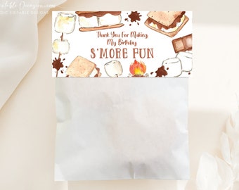 EDITABLE Smores Bag Toppers Template Smores Treat Bag Topper Smores Favor Bag Toppers Printable Smores Birthday Baby Shower Bag Toppers SM3